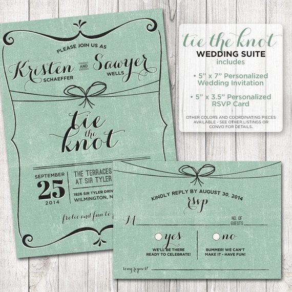 Tie the Knot Rustic Wedding Invitation Set Rustic Wedding