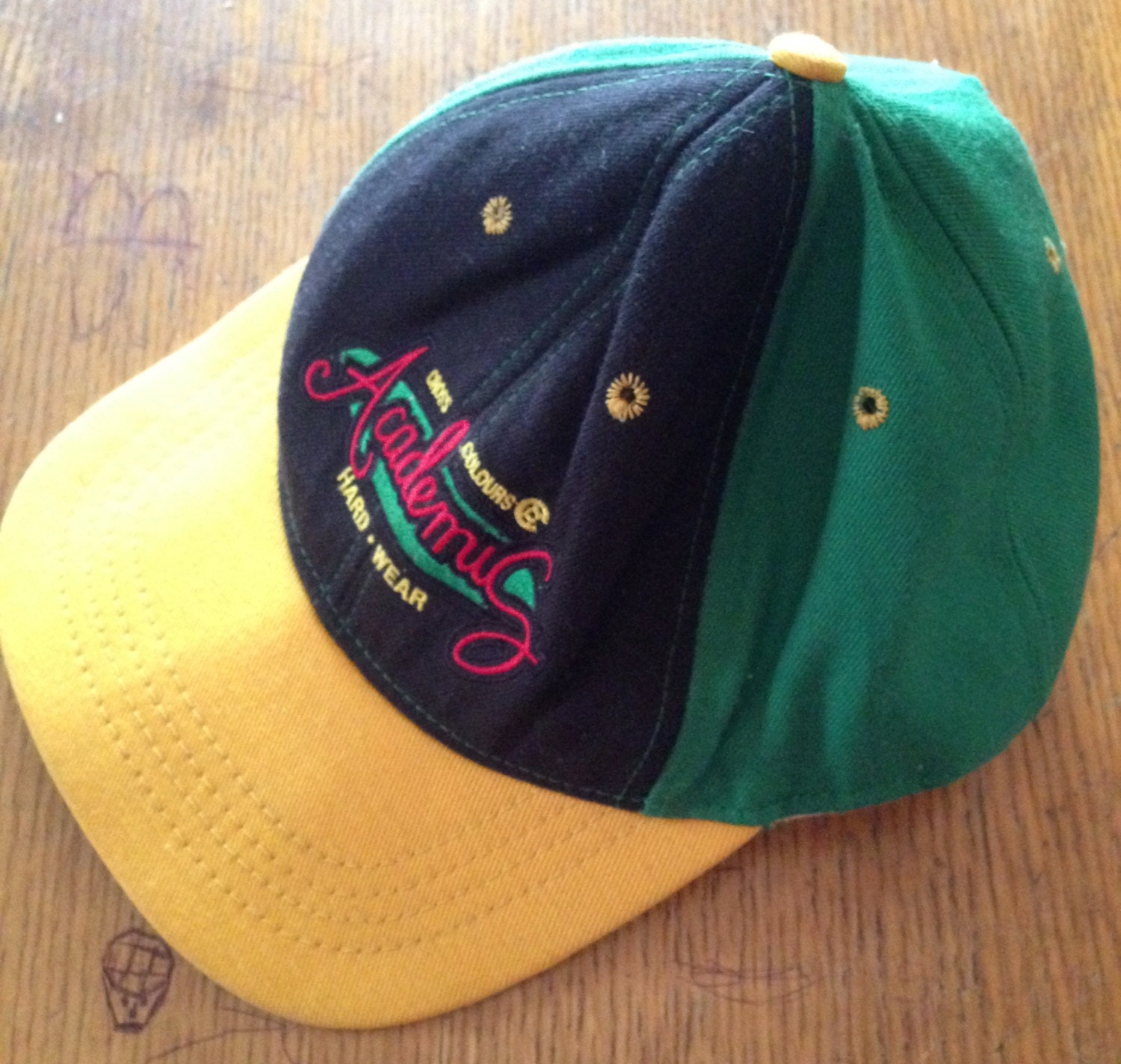 rare vintage Cross Colours Hat Academic Hard Wear 90s Made In Usa