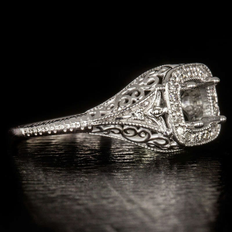 Platinum Antique Inspired Diamond Cocktail Ring Setting