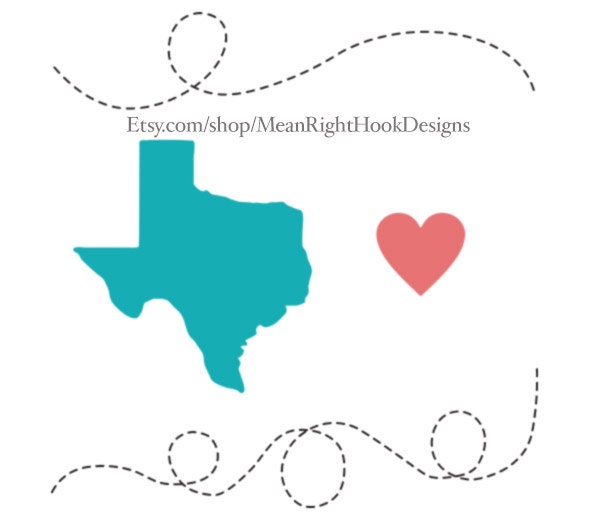 Texas SVG Dotted line svg Texas state silhouette svg heart