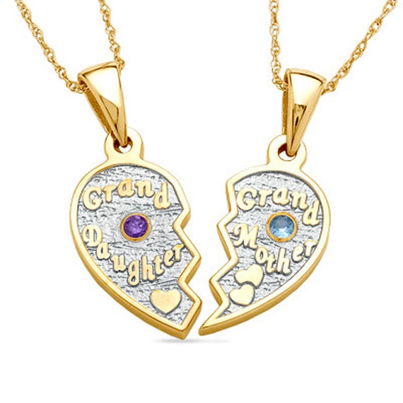 Grandmother   Granddaughter Half Heart Pendants By Geminmotion