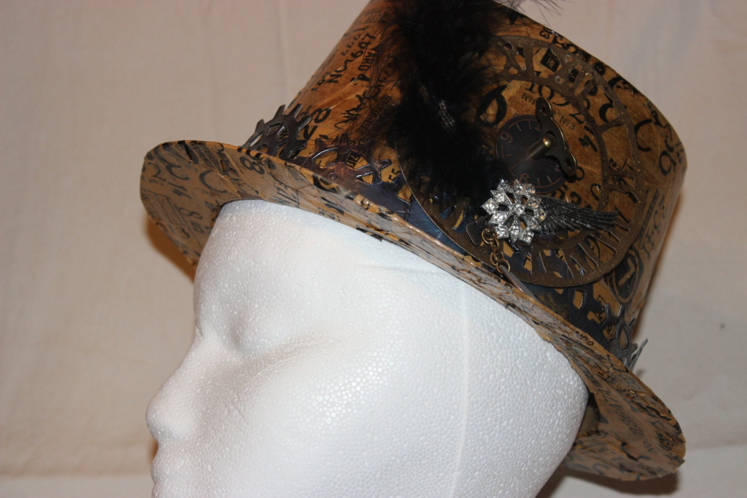 Steampunk altered paper mache hat A Perfect by AlteredPurposes