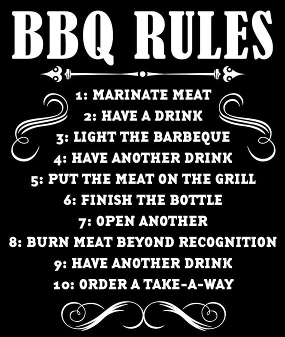 Novelty Funny Apron BBQ Rules BBQ Cooking Chef Gift Kitchen