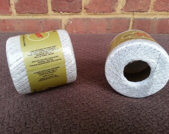 J&P Coats Metallic Knit-Cro-Sheer White and Silver Yarn Set of 2 - 100 yards