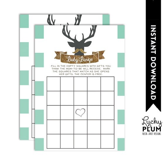 baby shower bingo baby cards / Card Bingo Bingo Woodland Deer Baby Animal Shower Bingo / Forest