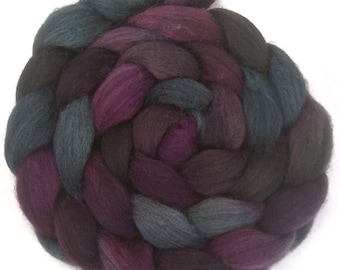 Handpainted Dark BFL Wool Roving - 4 oz. TWILIGHT - Spinning Fiber