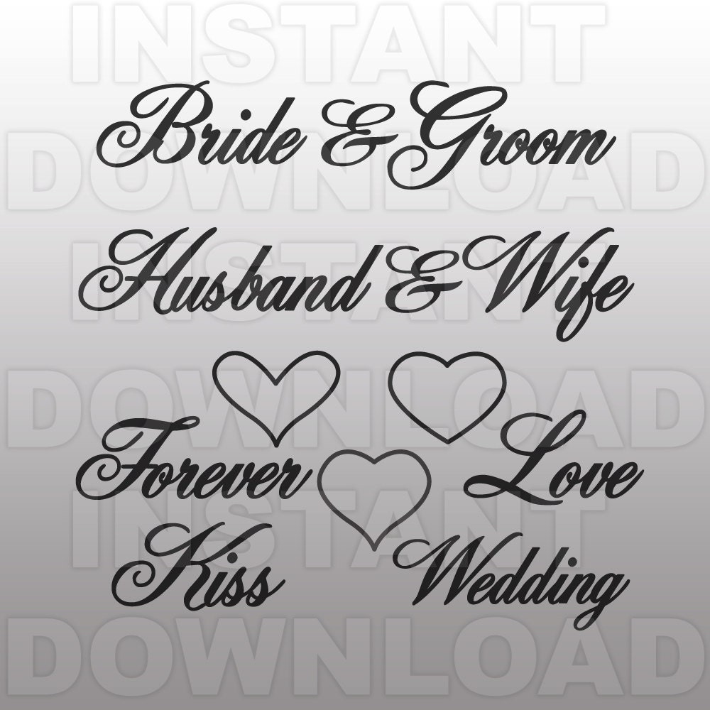 Download Wedding Bride & Groom Word Art SVG File cricut svgsilhouette