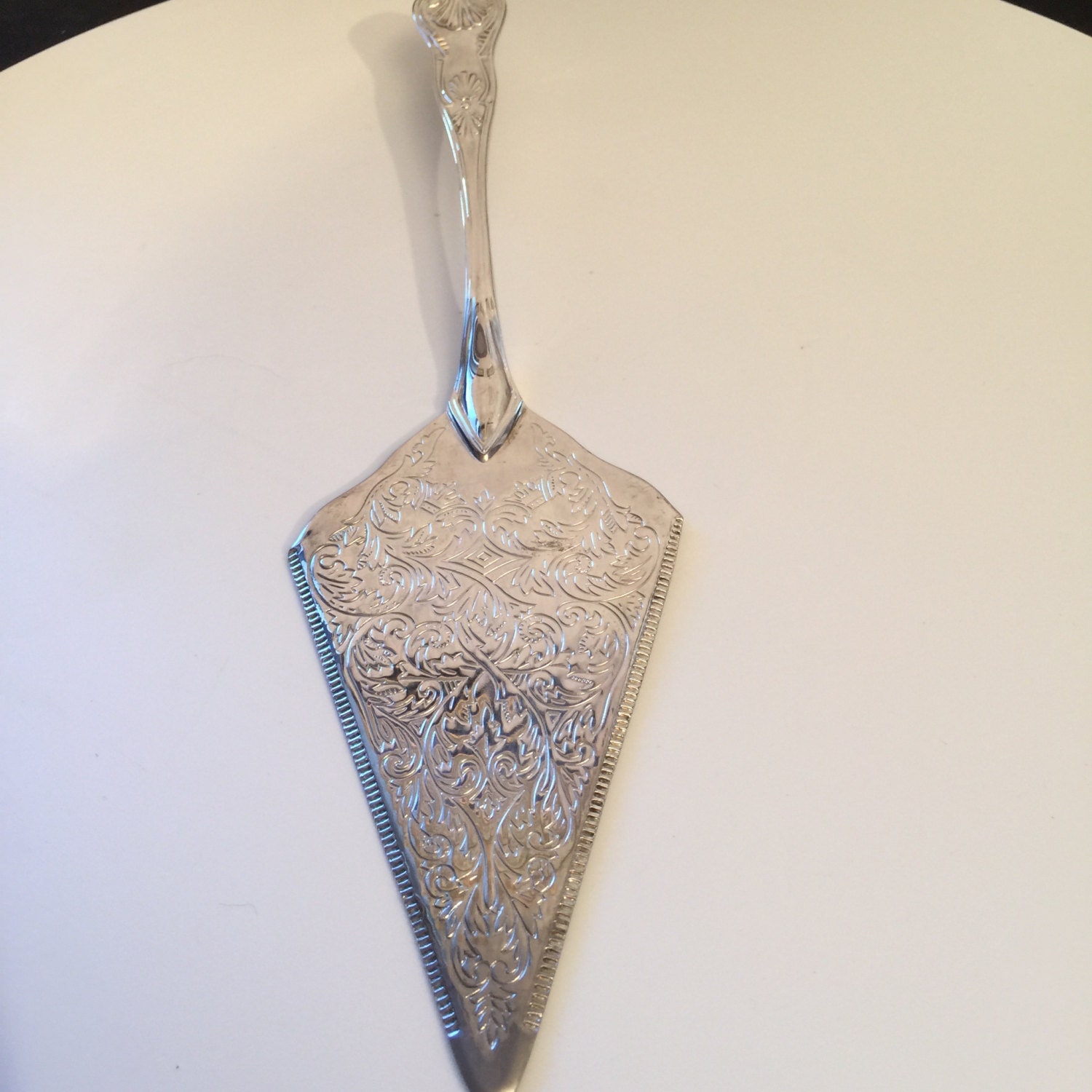 Vintage cake knife, retro wedding cake server, sterling silver plate