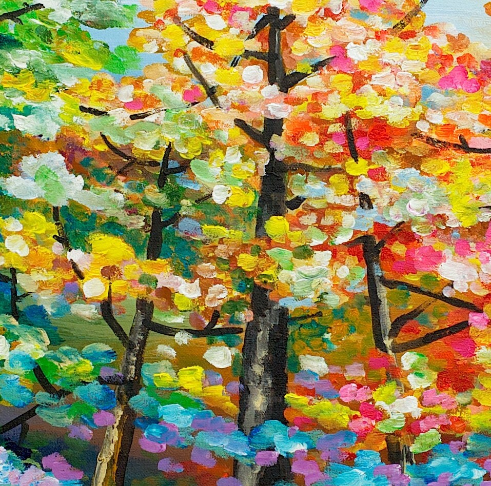 Art Painting Acrylic Painting colorful art tree by elseart on Etsy