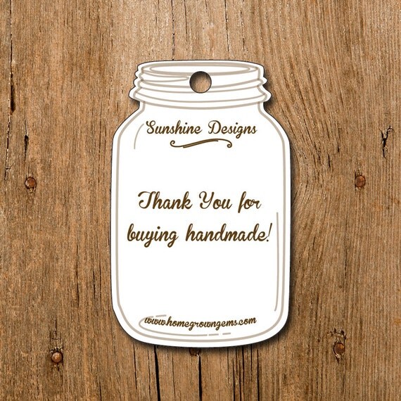 Mason Jar Thank You Tags Hang Tag Gift Tag Wedding Tag