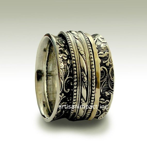 Sterling silver ring wedding band silver gold ring by artisanlook