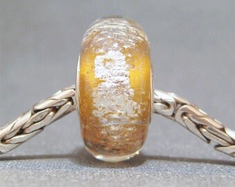 Gold & Peach Handmade Lampwork Big Hole Bead Sunkissed II