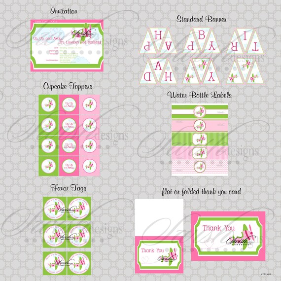 Airplane Birthday Printable Party for Girls - Standard Party Package Il_570xn