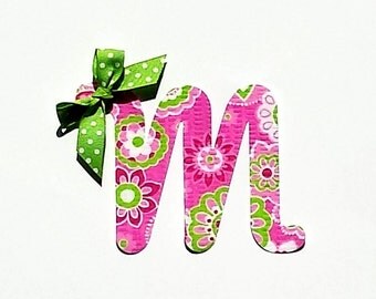 Cursive Letter...Fabric Iron On Applique...Ribbon Included...You Choose Your Own Letter