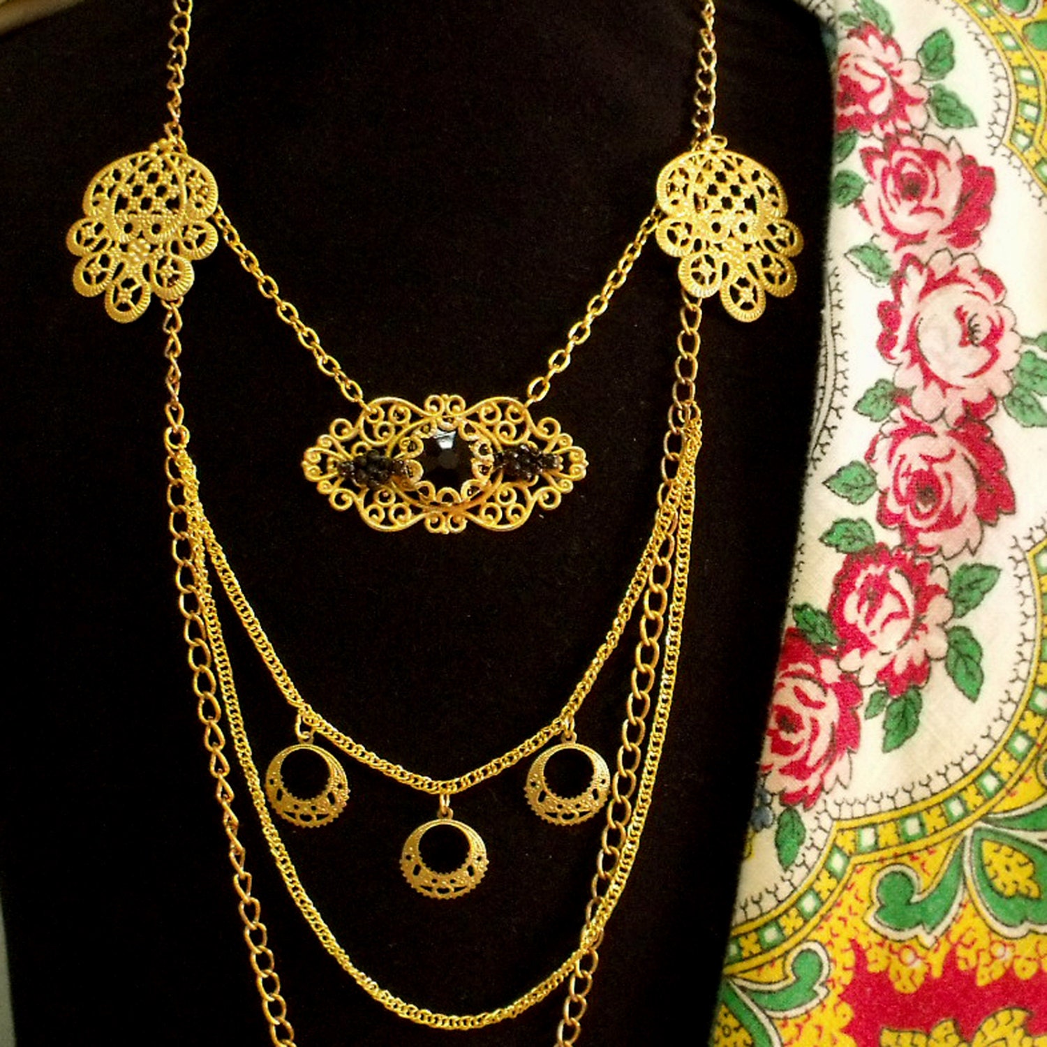 Portugal Viana heart folk jewelry necklace gold multi strands