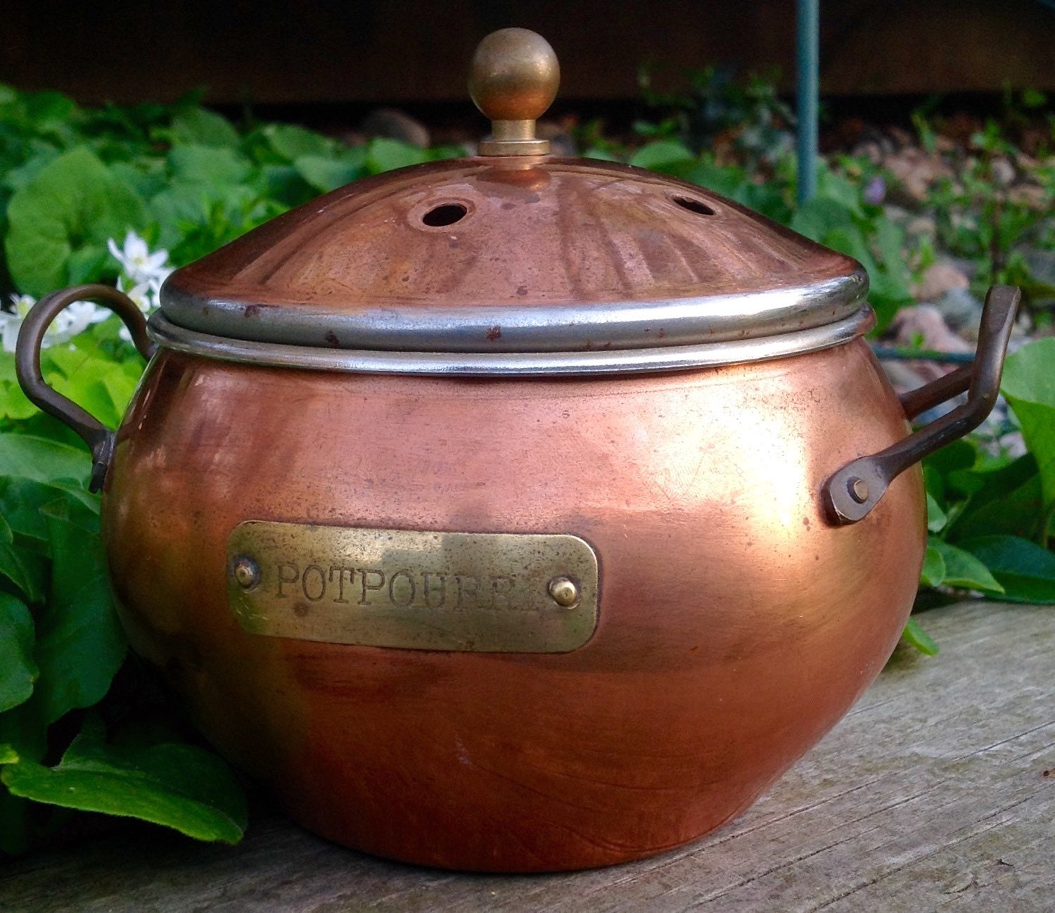 FREE SHIPPINGVintage Copper Potpourri PotBowl with Lid and