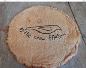 ON SALE Hand Stitched As The Crow Flies Candle Mat, Primitive, Candle Rug