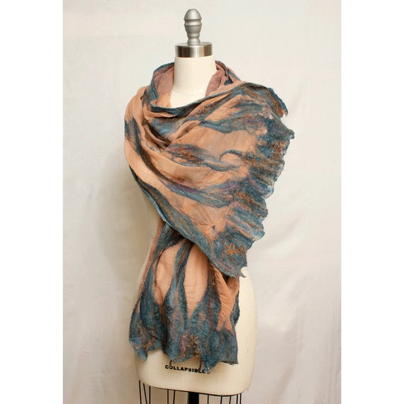 Nuno Felted Silk Shawl "Petra" Art To Wear