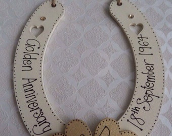 Personalised Wooden Wedding Anniversary Horseshoe