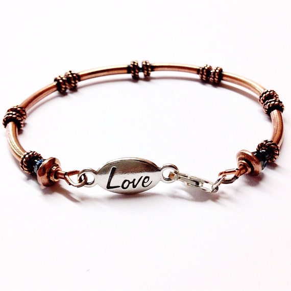 Engraved love bracelet Copper Bracelet 7th anniversary