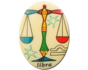 Vintage Retro Zodiac Libra Cabochon 40x30mm (1) cab474F