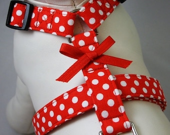 Dog Harness - Red Polka Dot
