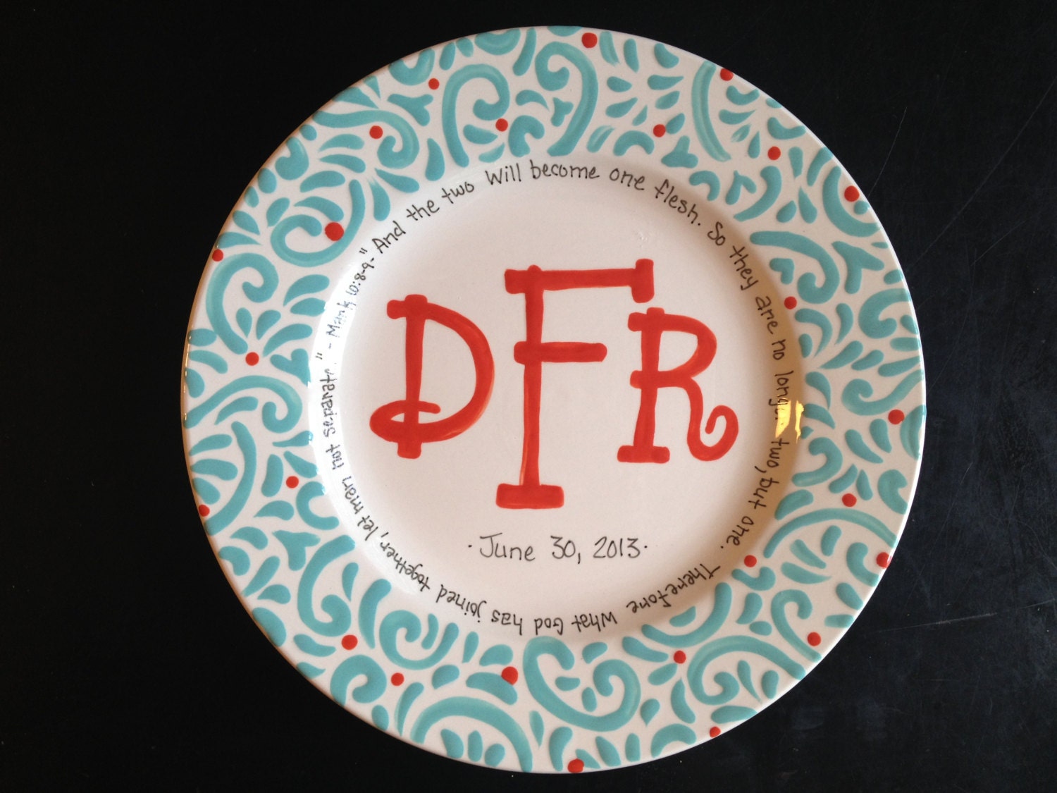 Personalized Monogrammed Plate Wedding Gift
