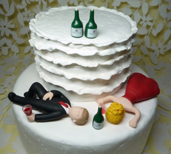 Custom Drunk Wedding Cake Topper sleeping style
