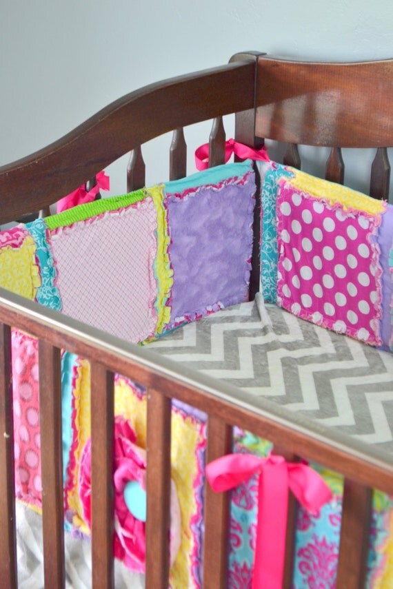 Custom Crib Bumpers Hot Pink Bumper Pads by avisiontoremember