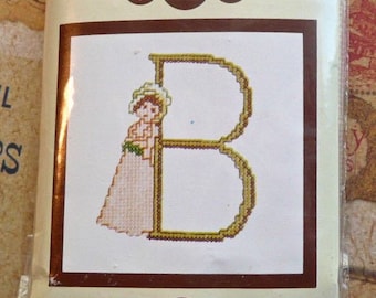 Vintage Kate Greenaway Letter B Embroidery Monogram Kit - Lanarte from Belgium