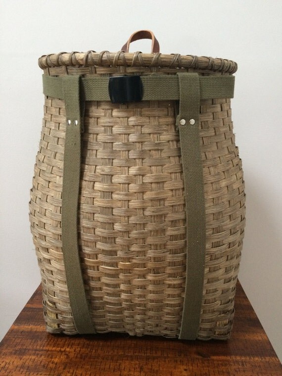 Hand woven Adirondack Pack Basket by HookandWeaveDesigns on Etsy