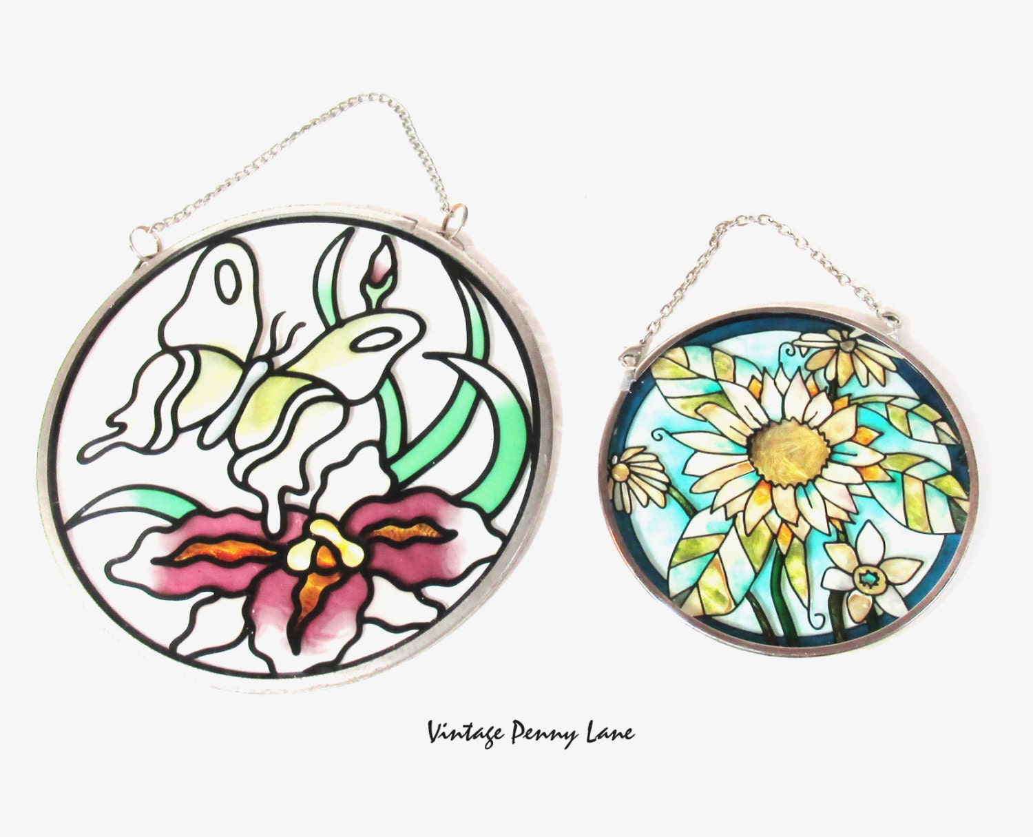 2 Glass Window Ornament Stained Glass Suncatchers Sun