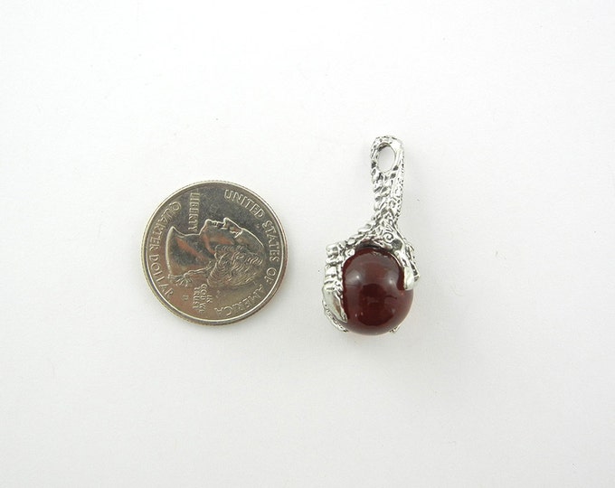 Pewter Dragon Claw with Red Iridescent Marble Pendant