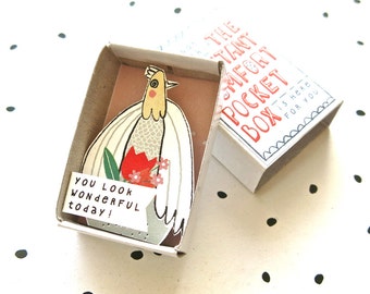 The Instant Comfort Pocket Box - Dove with flowers - appreciation gift - cheep up box