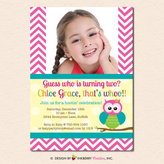 Chevron Owl - Birthday Party Invitation (Digital File - Printed Cards Also Available) Il_570xn