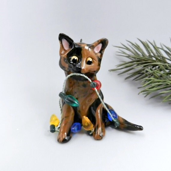 Tortoiseshell Cat Christmas Ornament Figurine by TheMagicSleigh