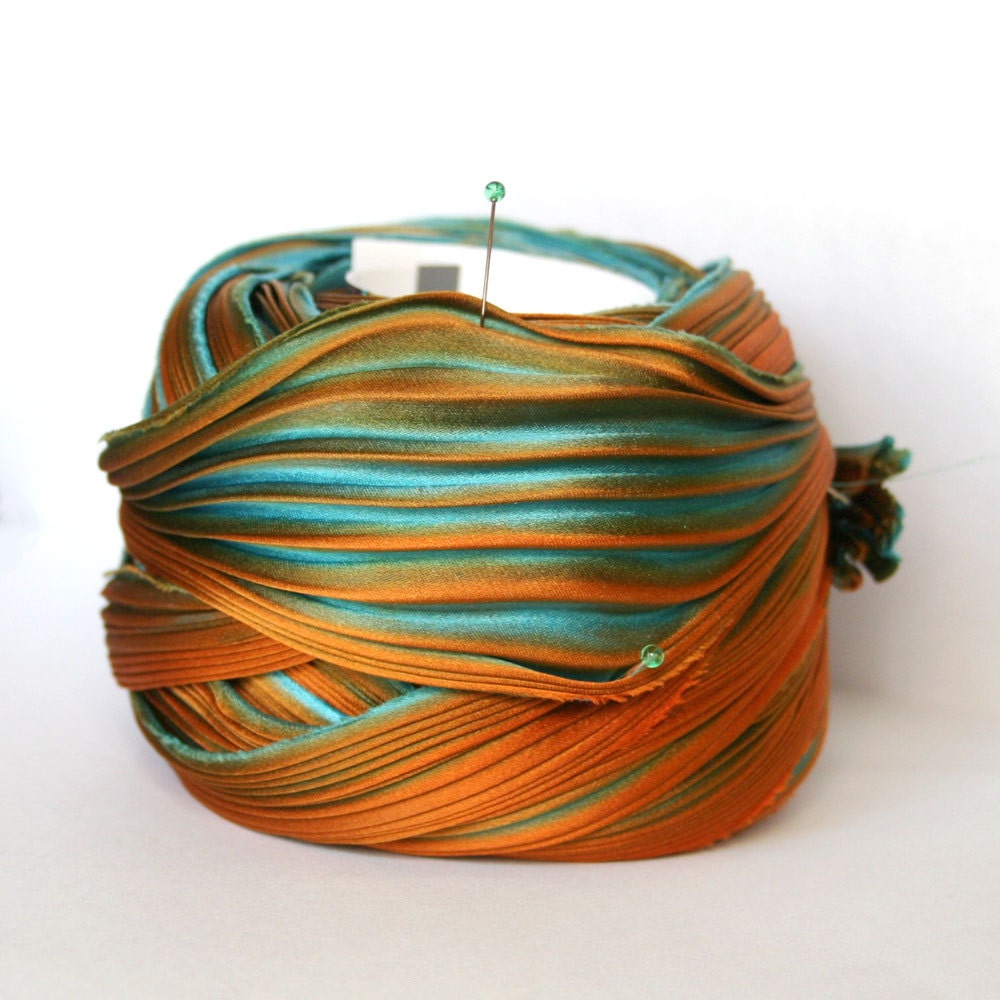 Shibori Ribbon Hand Dyed Shibori Silk Ribbon by FundametalsAnnex