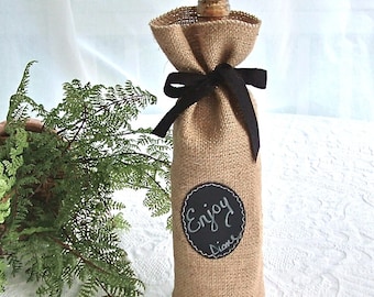 Burlap Wine Bottle Bags -- Sets of 24 or more with Re-Useable Chalkboard Label for Decorating or Gifting