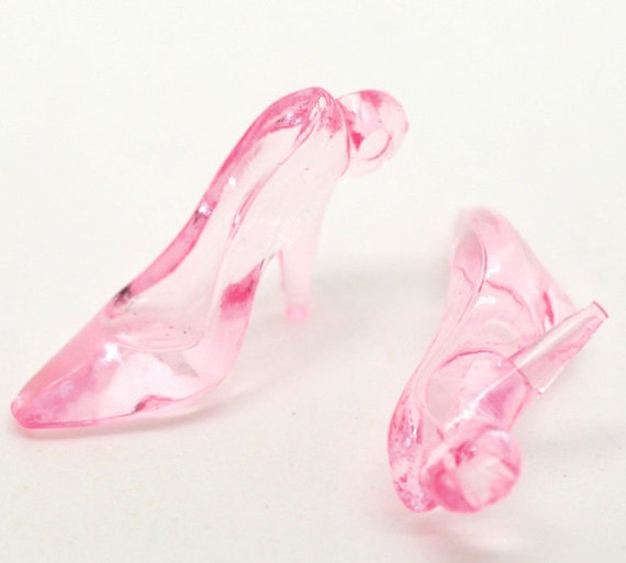 Pink Acrylic Shoe Glass Slipper Package of 10