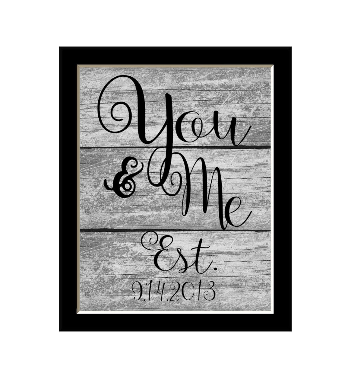 Custom Est Date Paper Print / Gray Wood Art / Wedding Est Date