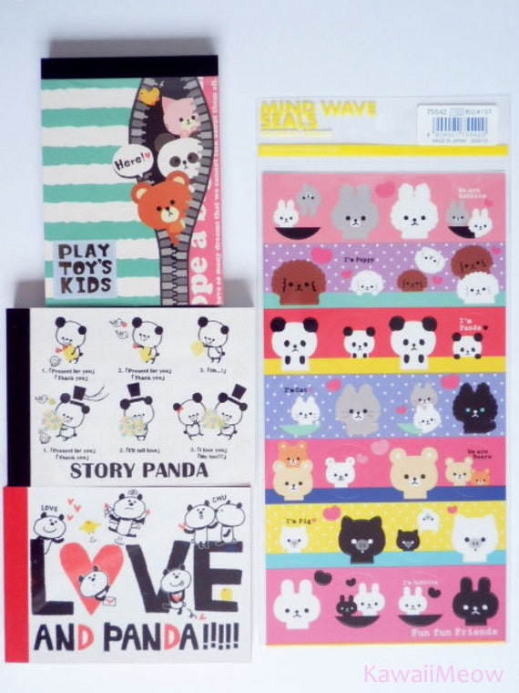 Kawaii Japanese Stationery Set Cute Pandas