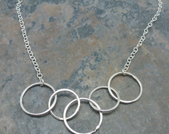 Double Circle Necklace Silver Circle Necklace Circle