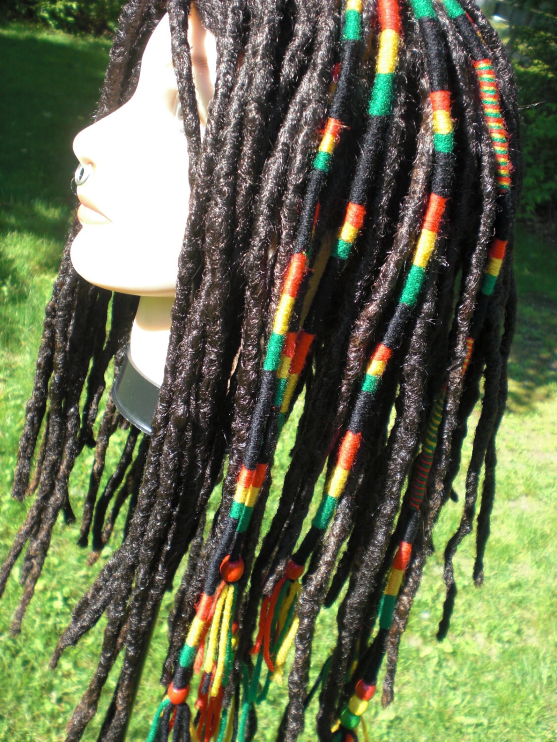 Ready To Ship Rasta Color Stripe Hair Wrap Extension Yarn