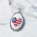 CLEARANCE Flag Pendant, Cross Stitch Pendant, Embroidered Necklace, Needlework Pendant - USA - Ready to Ship