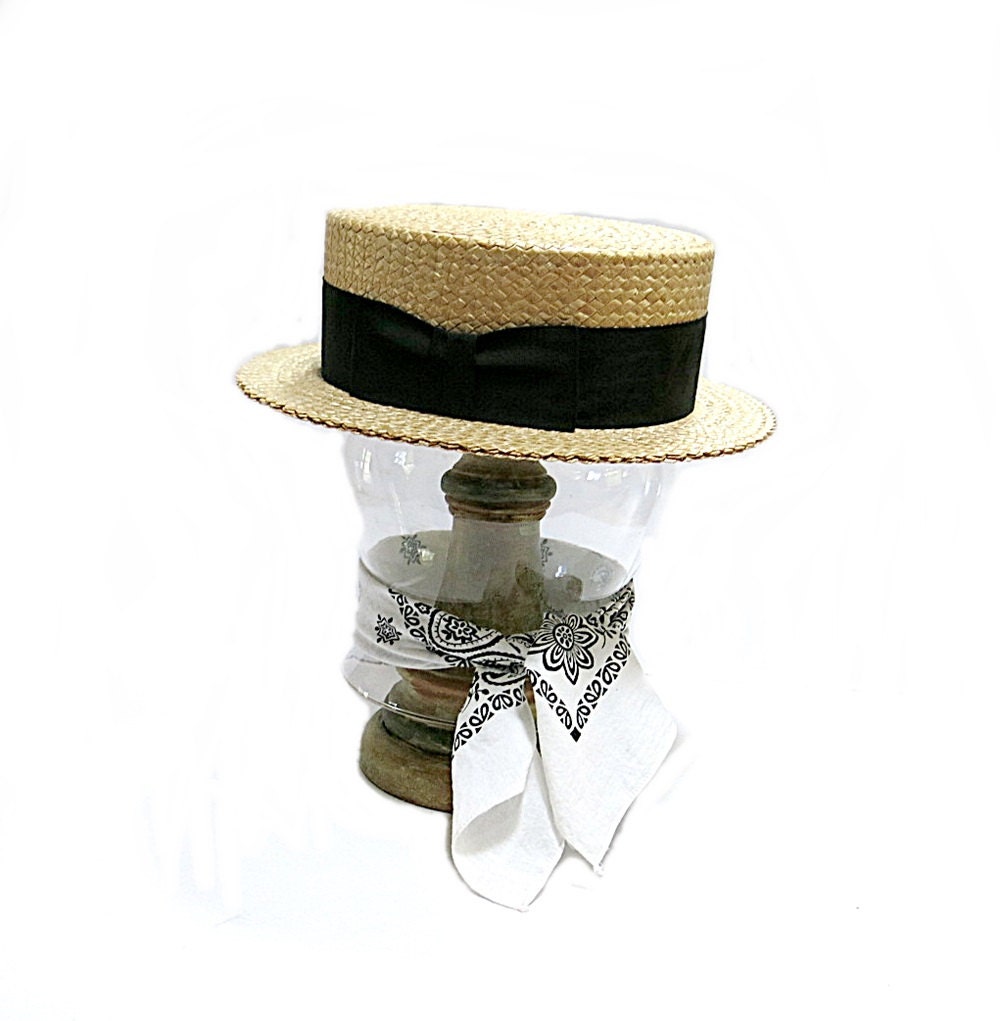 Straw Boater Mens Hat Stetson Vintage Skimmer Summer Weight