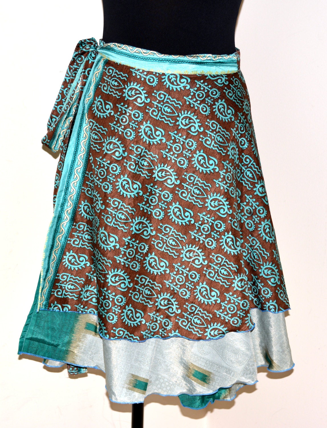 Silk Sari Wrap Skirt/wrap skirt/ many ways to by TopsyCurvyDesigns