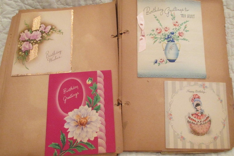 Vintage Scrapbook Over 100 greeting cards 1940's or