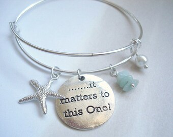 Starfish Bangle Nautical Silver Bangle Bracelet Starfish Story Beach Bangle Bracelet Beach Jewelry Adjustable Bangle