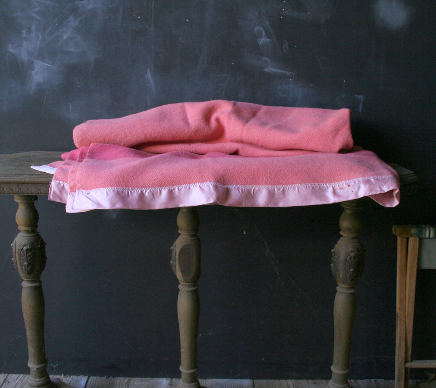 Vintage Wool Blanket Pink Hudsons Bay or Eatons Trapper 50s