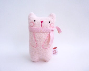 Holiday Decor Cat, Desk Toy Cat, Cute Art Doll Cat, Stuffed Cat Pink - Gift For Colleagues